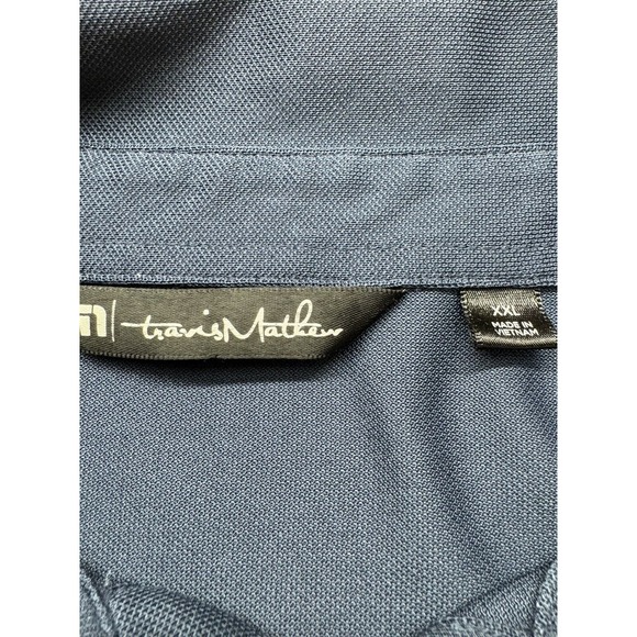 Travis Mathew Polo Shirt Men's XXL Blue Short Sleeve Golf Preppy Soft Stripe - Picture 3 of 5